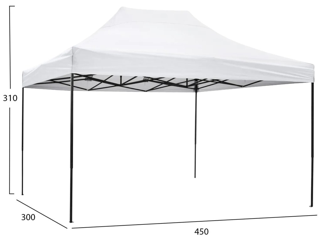 Κιόσκι Gazebo MATTHEW C6311 Πτυσσόμενο Μαύρο Μεταλλικό &amp; Λευκό Ύφασμα 3x4,5x3,10Yμ.