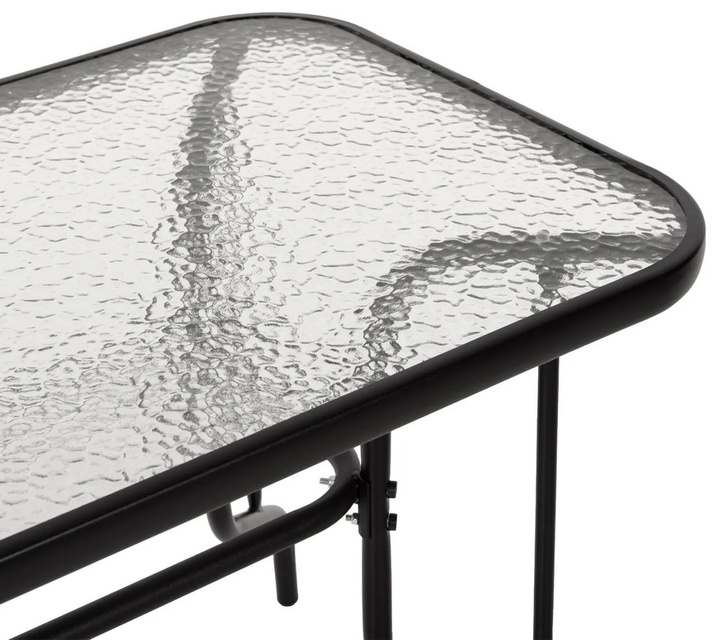 Τραπέζι ADAM C5020.03 Μεταλλικό Μαύρο με Γυάλινη επιφάνεια 110Χ60Χ71Υεκ. 110x60x71 εκ.