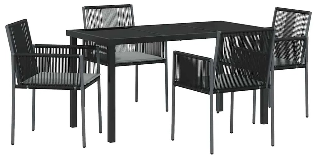 vidaXL Σέτ φαγητού για κήπο 5 pcs Μαύρο Πολυ ράταν