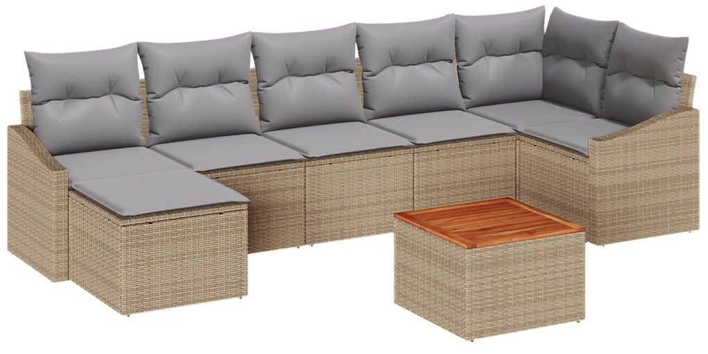 vidaXL Σετ Καναπέ Κήπου 8 pcs Beige, ανοιχτό γκρι 55 x 55 x 37 εκ