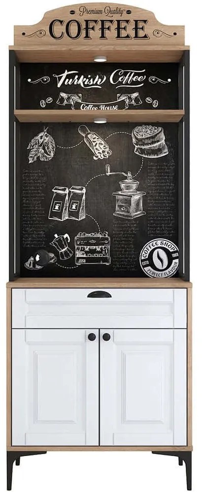 Ντουλάπι Κουζίνας 893RAN4968 70x40x186,4cm White-Oak Μοριοσανίδα, Μελαμίνη