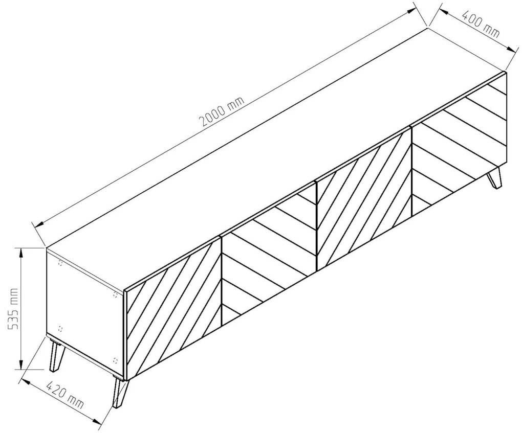 Ξύλινο Έπιπλο Τηλεόρασης ELODIE 2 oak artizan Μ200xΠ40xΥ53,5cm