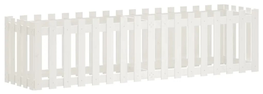 vidaXL Ζαρντινιέρα με Σχέδιο Φράχτη Λευκή 200x50x50 εκ. Μασίφ Πεύκο
