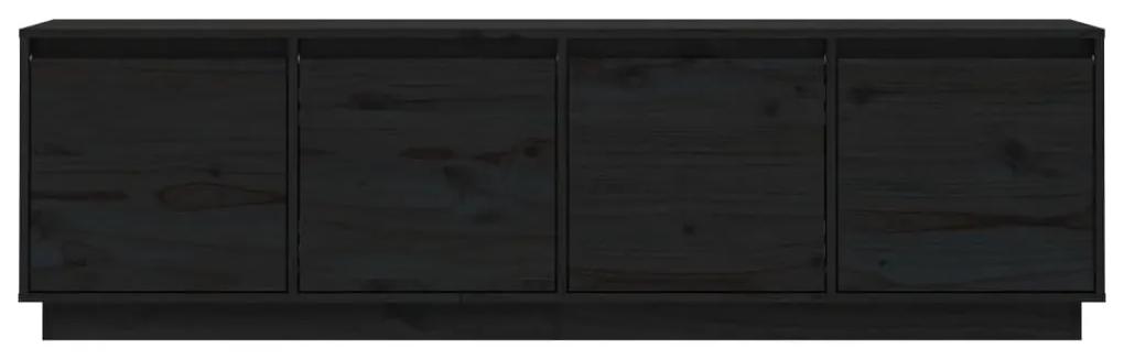 Έπιπλο Τηλεόρασης Μαύρο 156x37x45 εκ. από Μασίφ Ξύλο Πεύκου - Μαύρο
