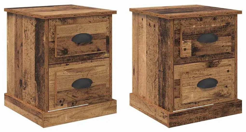 vidaXL Κομοδίνο 2 pcs Παλαιό ξύλο 39 x 39 x 47.5 εκ Επεξεργασμένο ξύλο