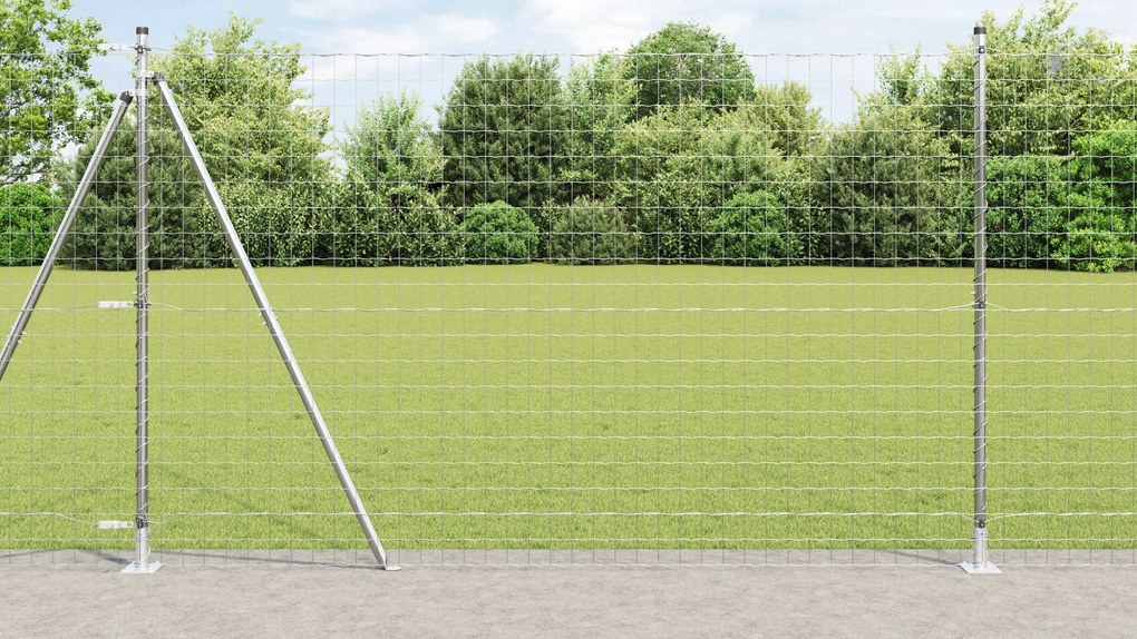 vidaXL Euro Fence με 7 φλαντζωτούς πόλους 1.4x10 μ Γαλβανισμένο ατσάλι