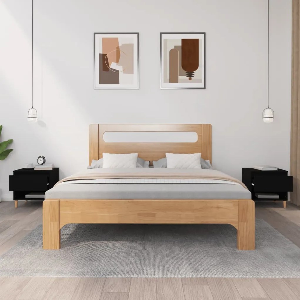 vidaXL Κομοδίνα 2 τεμ. Μαύρα 50x46x50 εκ. από Επεξεργασμένο Ξύλο