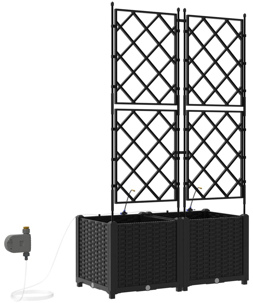 vidaXL Γλάστρες Κήπου 1 τεμ Καφασωτό Μαύρο 80 x 40 x 142 cm Πλαστικό