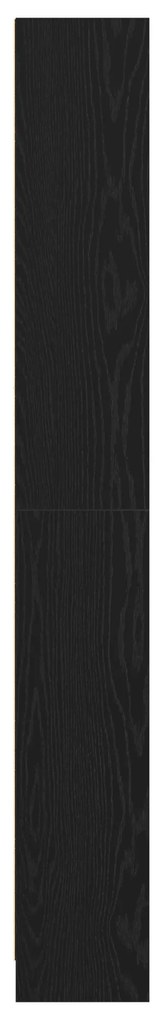 vidaXL Μαύρη Δρύινη Βιβλιοθήκη - 60x24x176 εκ