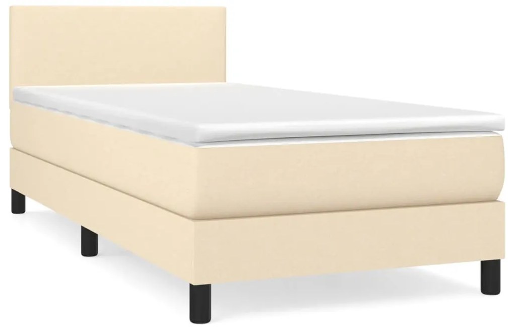 vidaXL Κρεβάτι Boxspring με Στρώμα Κρεμ 90x190 εκ.Υφασμάτινο