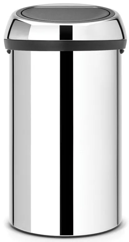 Κάδος Brabantia Touch Bin 647254, 60 l, ομαλό και αθόρυβο άνοιγμα, Inox