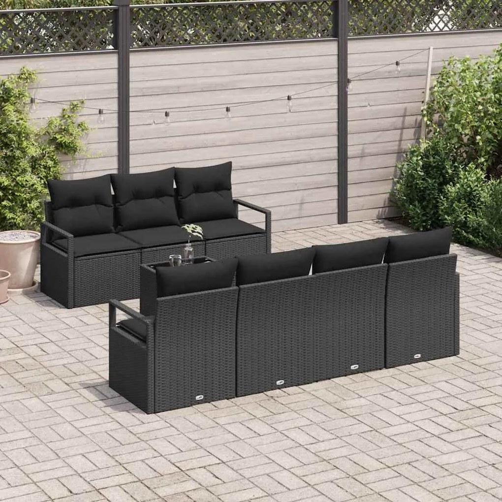 vidaXL Σετ Καναπέ Κήπου 8 pcs Μαύρο 55 x 55 x 37 εκ συνθετικό ρατάν