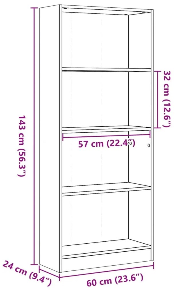 Βιβλιοθήκη Sonoma Δρυς 60x24x143 εκ. από Επεξεργασμένο Ξύλο - Καφέ