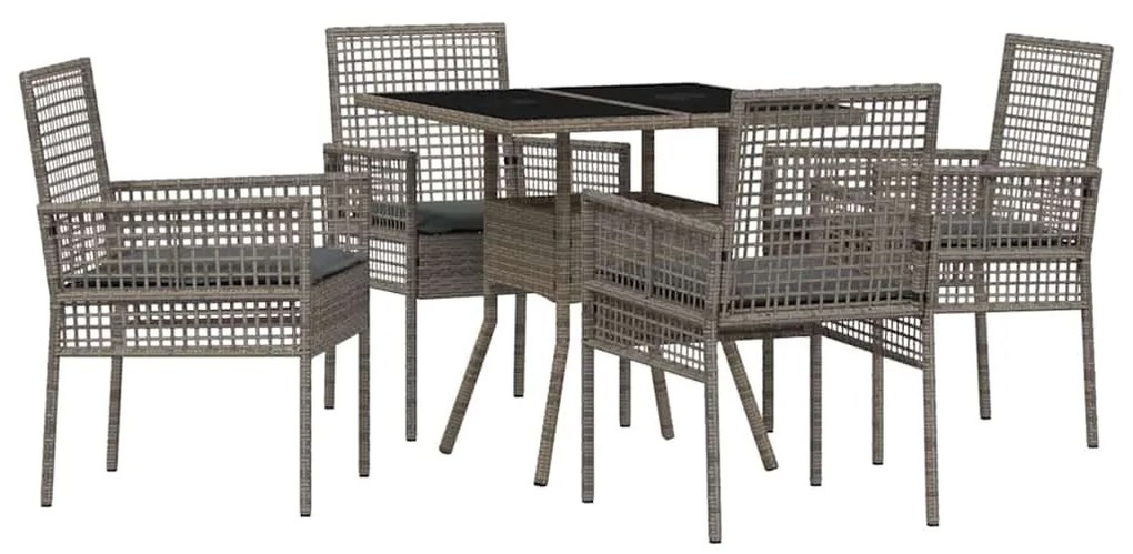 vidaXL Σέτ φαγητού για κήπο 5 pcs Γκρι Πολυ ράταν