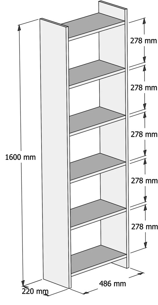 Βιβλιοθήκη Μελαμίνης Sonoma-Λευκό 48,5x22x160Υ Εκ.