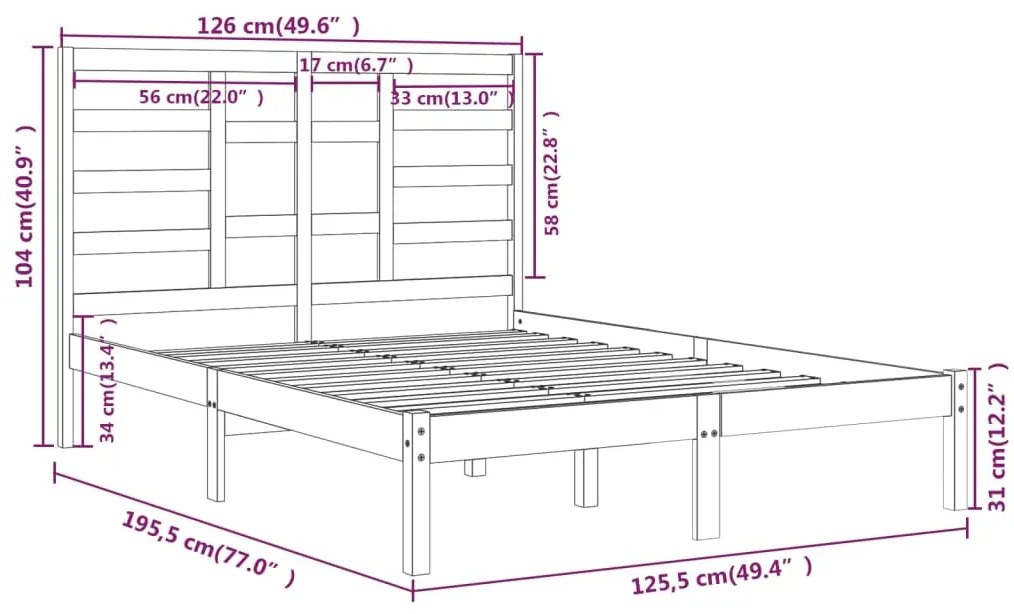 Πλαίσιο Κρεβατιού 120 x 190 εκ. από Μασίφ Ξύλο Small Double - Καφέ