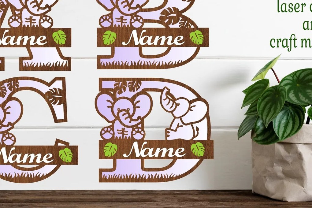 Intra απο ξύλο plywood Χρώμα wenge 3mm-4mm πάχος - δέσμης γραμμάτων μονογράμματος ελέφαντα Δίασταση 30x20 cm INTRAFABR-122587976