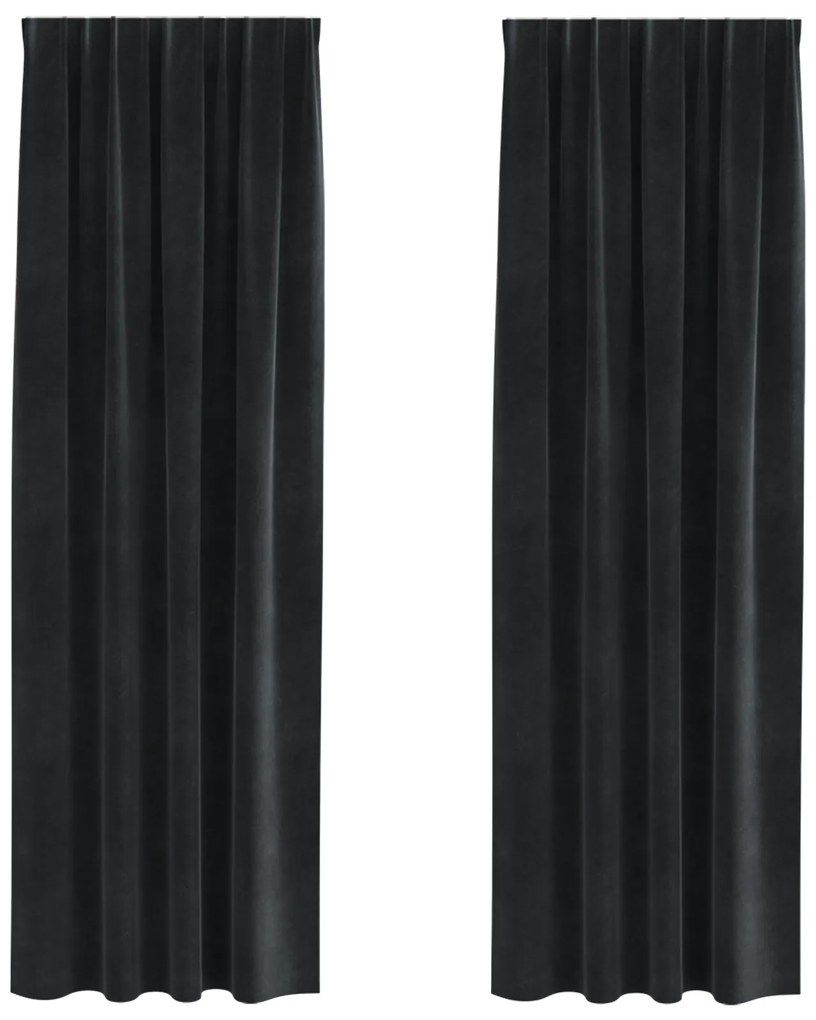 vidaXL Κουρτίνες με κουρτίνες 2 pcs Μαύρο 140 x 245 cm Βελούδο