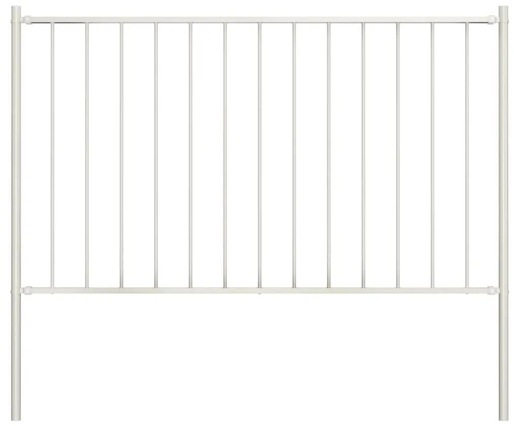 Πάνελ Περίφραξης Λευκό 1,7x1,25 μ. Ατσάλι Ηλεκτρ. Βαφή + Στύλοι - Λευκό