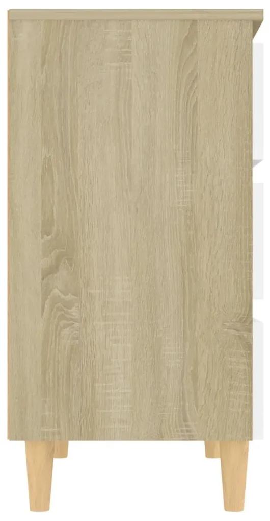 Συρταριέρα Λευκό / Sonoma Δρυς 60 x 35 x 69 εκ. από Μοριοσανίδα - Λευκό