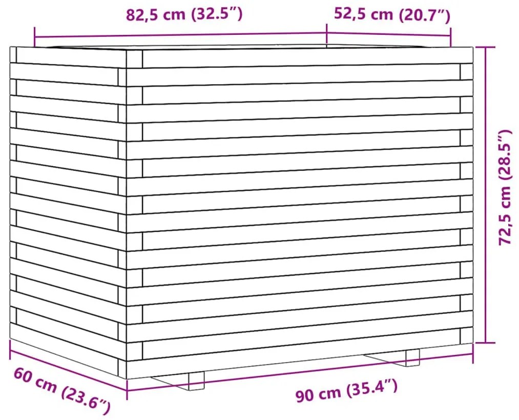 Ζαρντινιέρα Κήπου 90x60x72,5 εκ από Μασίφ Ξύλο Πεύκου - Καφέ