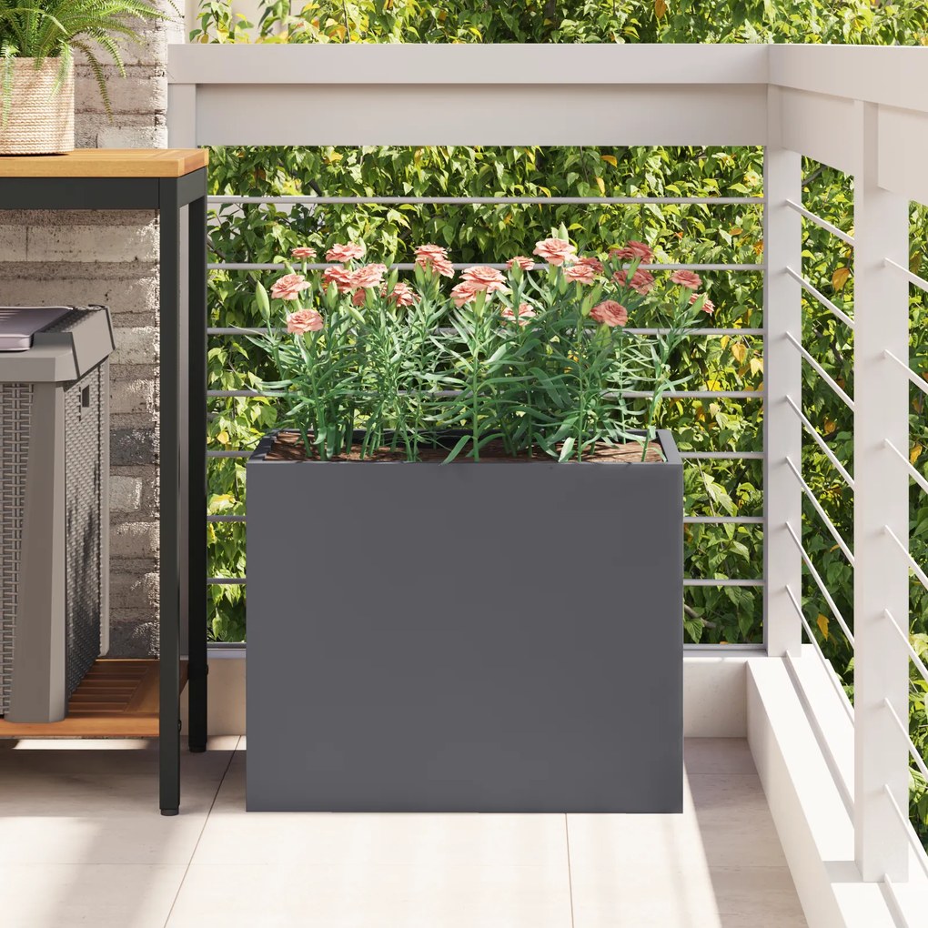 vidaXL Γλάστρα Κήπου Ανθρακί 50 x 32 x 40 εκ Κρύα έλαση από χάλυβα