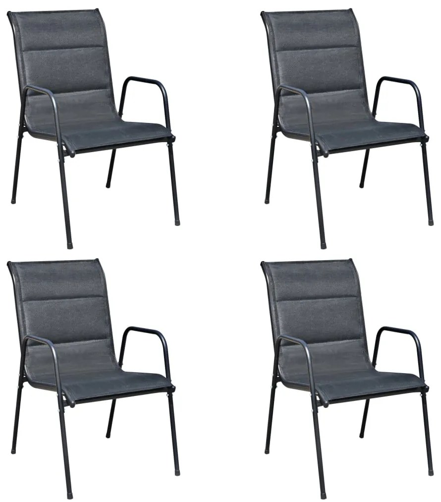 vidaXL Σετ Τραπεζαρίας Εξωτερικού Χώρου 5 Τεμαχίων Μαύρο Ατσάλινο