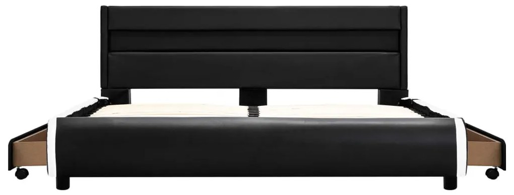 vidaXL Πλαίσιο Κρεβατιού με LED Μαύρο 140x200 εκ. από Συνθετικό Δέρμα
