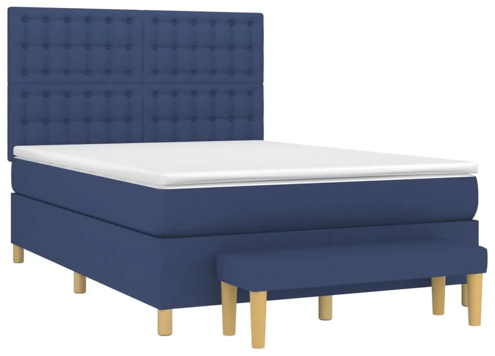 ΚΡΕΒΑΤΙ BOXSPRING ΜΕ ΣΤΡΩΜΑ ΜΠΛΕ 140X200 ΕΚ. ΥΦΑΣΜΑΤΙΝΟ 3137483