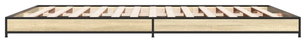vidaXL Πλαίσιο Κρεβατιού Sonoma Δρυς 135x190 εκ. Επεξ. Ξύλο & Μέταλλο