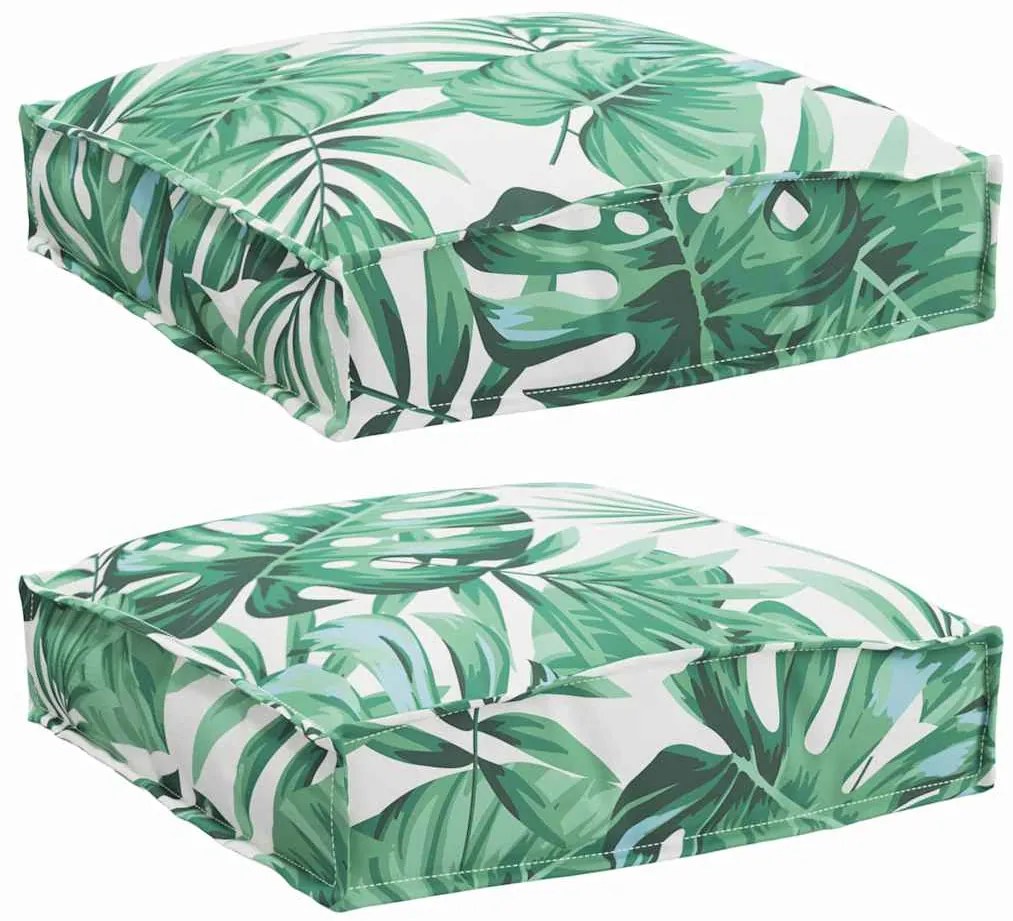 vidaXL Μαξιλάρι παλέτας για κάθισμα Floral 2 pcs Μοτίβο φύλλων