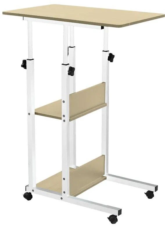 Βοηθητικό τραπέζι Babs τροχήλατο λευκό-φυσικό 60x40x86εκ 60x40x92 εκ.