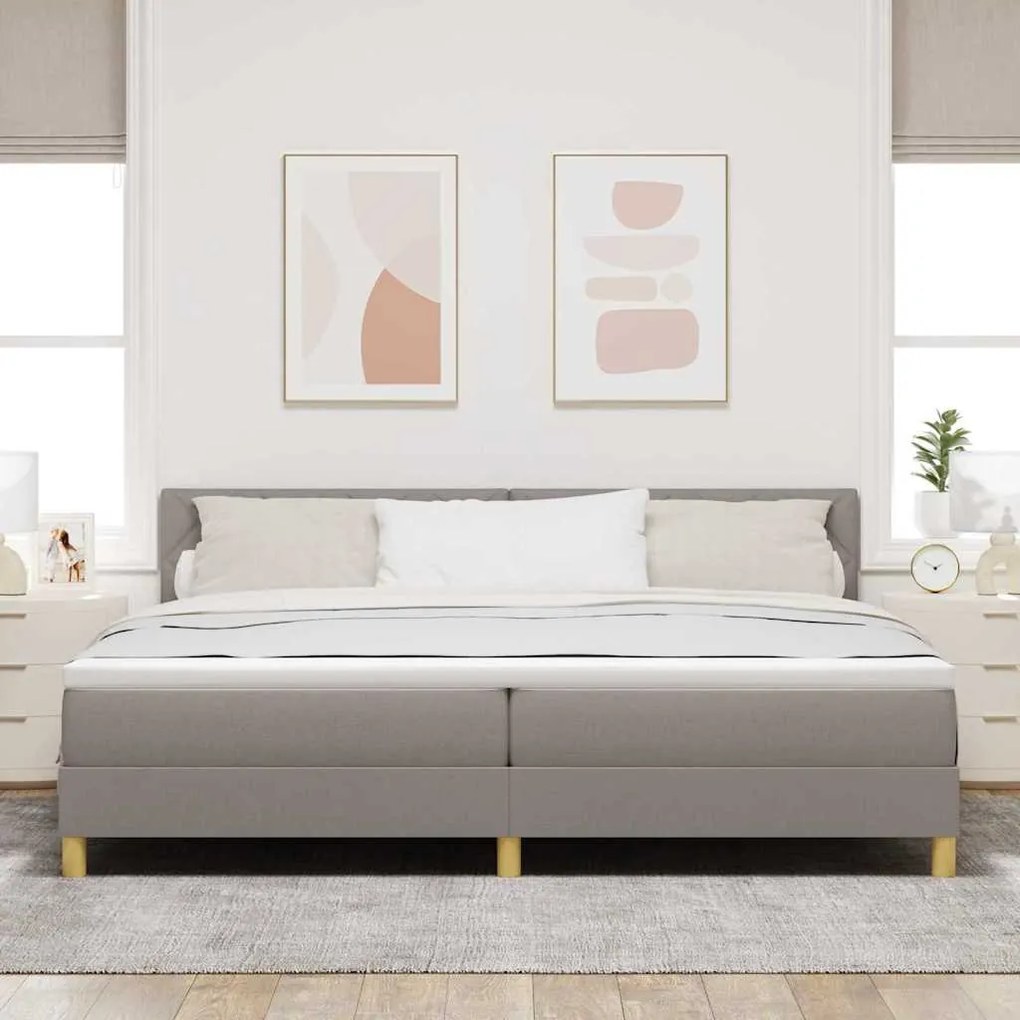 vidaXL Κρεβάτι box spring με στρώμα Taupe 200 x 200 cm ύφασμα