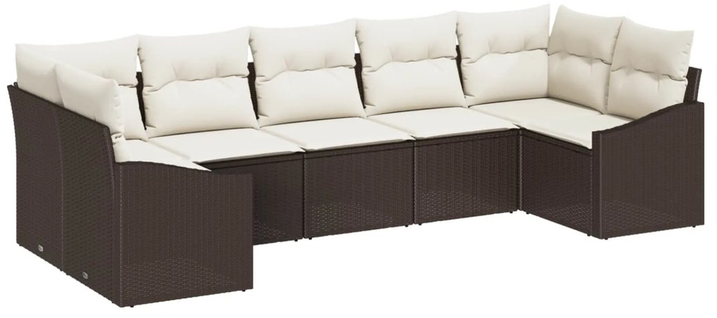 Σετ Καναπέ Κήπου 7 pcs Καφέ και Κρέμα συνθετικό ρατάν