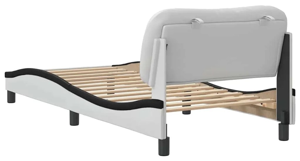 vidaXL Πλαίσιο κρεβατιού χωρίς Στρώμα Hvar Λευκό/Μαύρο 90x190εκ. Συνθ. Δέρμα