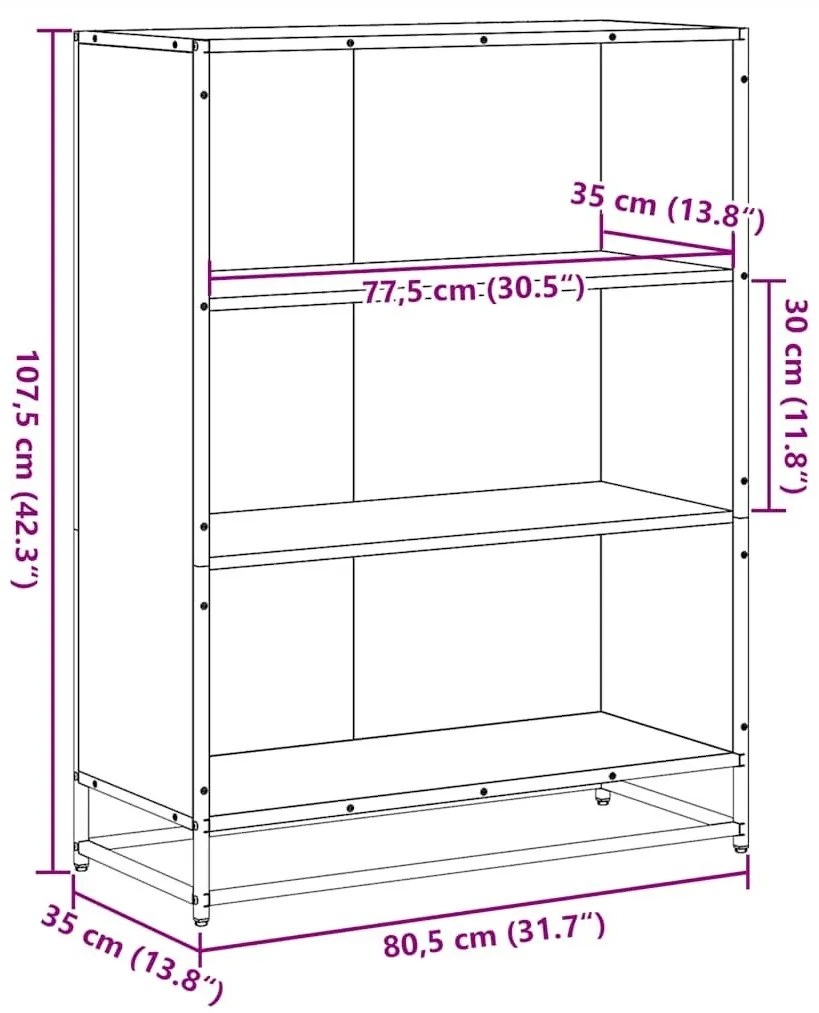 Βιβλιοθήκη Γκρι sonoma 80,5x35x107,5 εκ. Επεξεργασμένο Ξύλο - Γκρι