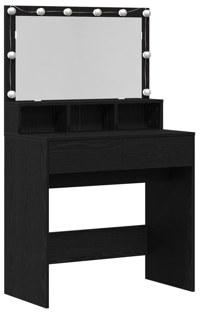 vidaXL Τραπέζι περιποίησης with LED Strip Lights με συρτάρι Μαύρη δρυς