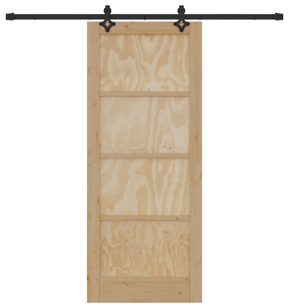 vidaXL Συρόμενη Πόρτα με Σετ Συστήματος 83x202 cm Συμπαγές Ξύλο Πεύκου