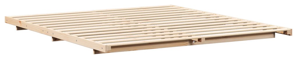 vidaXL Κρεβάτι δαπέδου Καφέ 200 x 220 cm Μασίφ ξύλο πεύκου