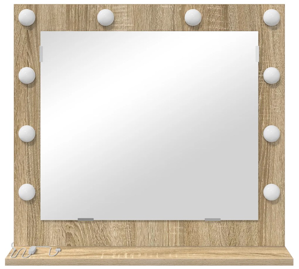 vidaXL Καθρέφτης Vanity με Φώτα LED Sonoma Oak 60x55x18 εκ.
