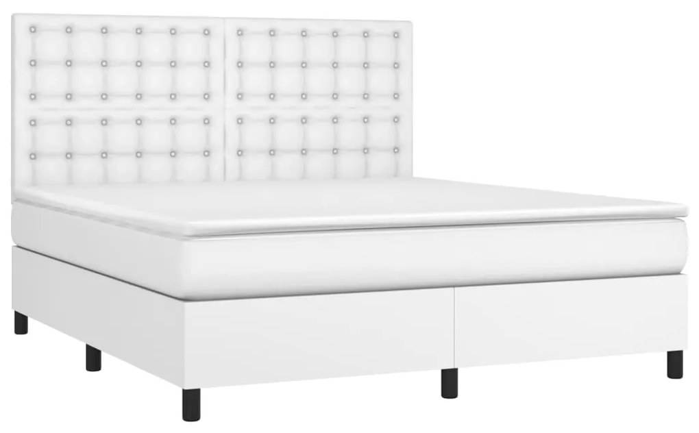 ΚΡΕΒΑΤΙ BOXSPRING ΜΕ ΣΤΡΩΜΑ &amp; LED ΛΕΥΚΟ 180X200 ΕΚ. ΣΥΝΘ. ΔΕΡΜΑ 3135958