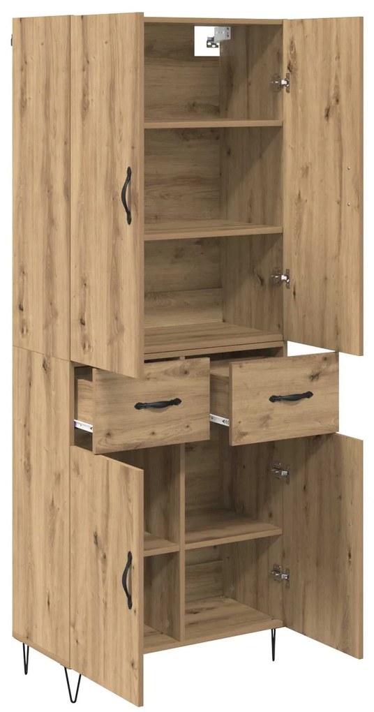 vidaXL Highboard 2 pcs Artisan Oak Μηχανική ξυλεία και γυαλί