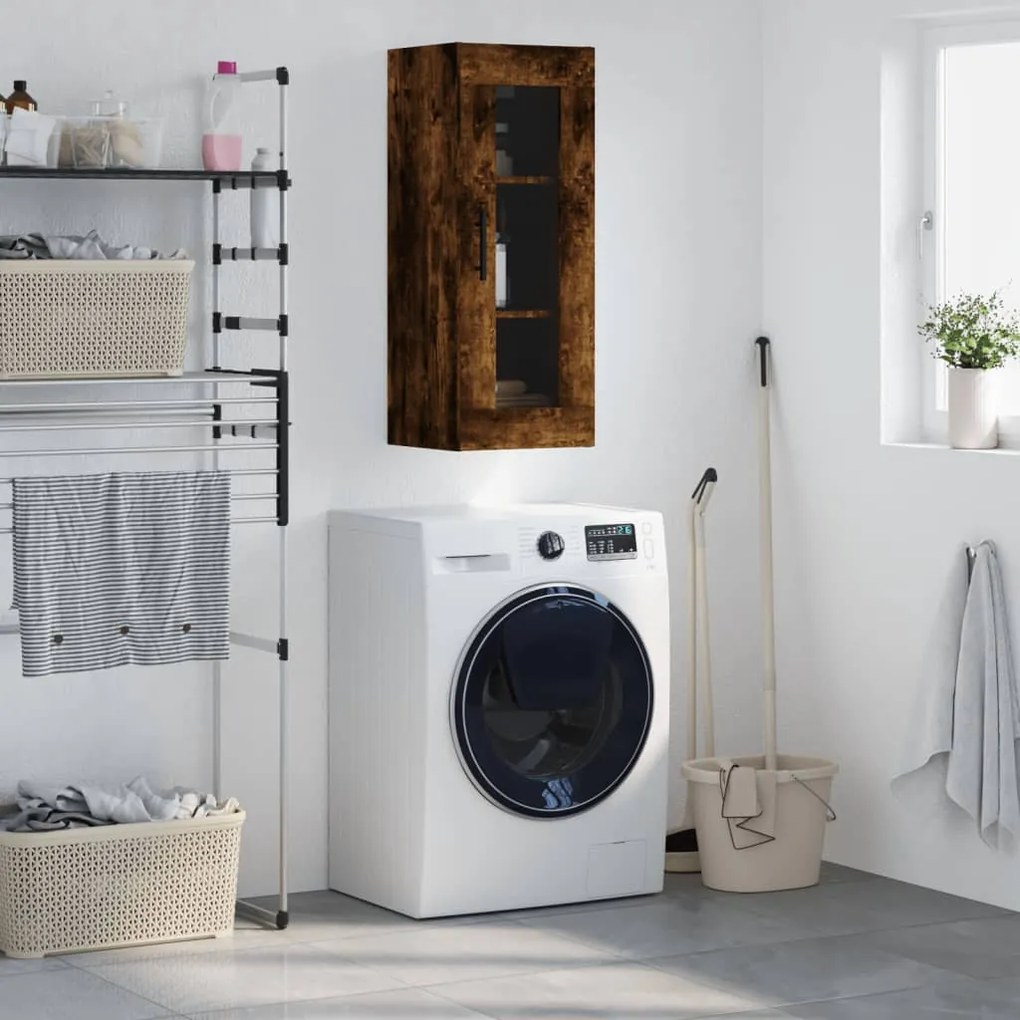 vidaXL Ντουλάπι Τοίχου Καπνιστή Δρυς 34,5 x 34 x 90 εκ.