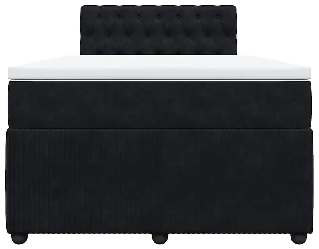 vidaXL Κρεβάτι Boxspring με Στρώμα Μαύρο 120x190 εκ. Βελούδινο