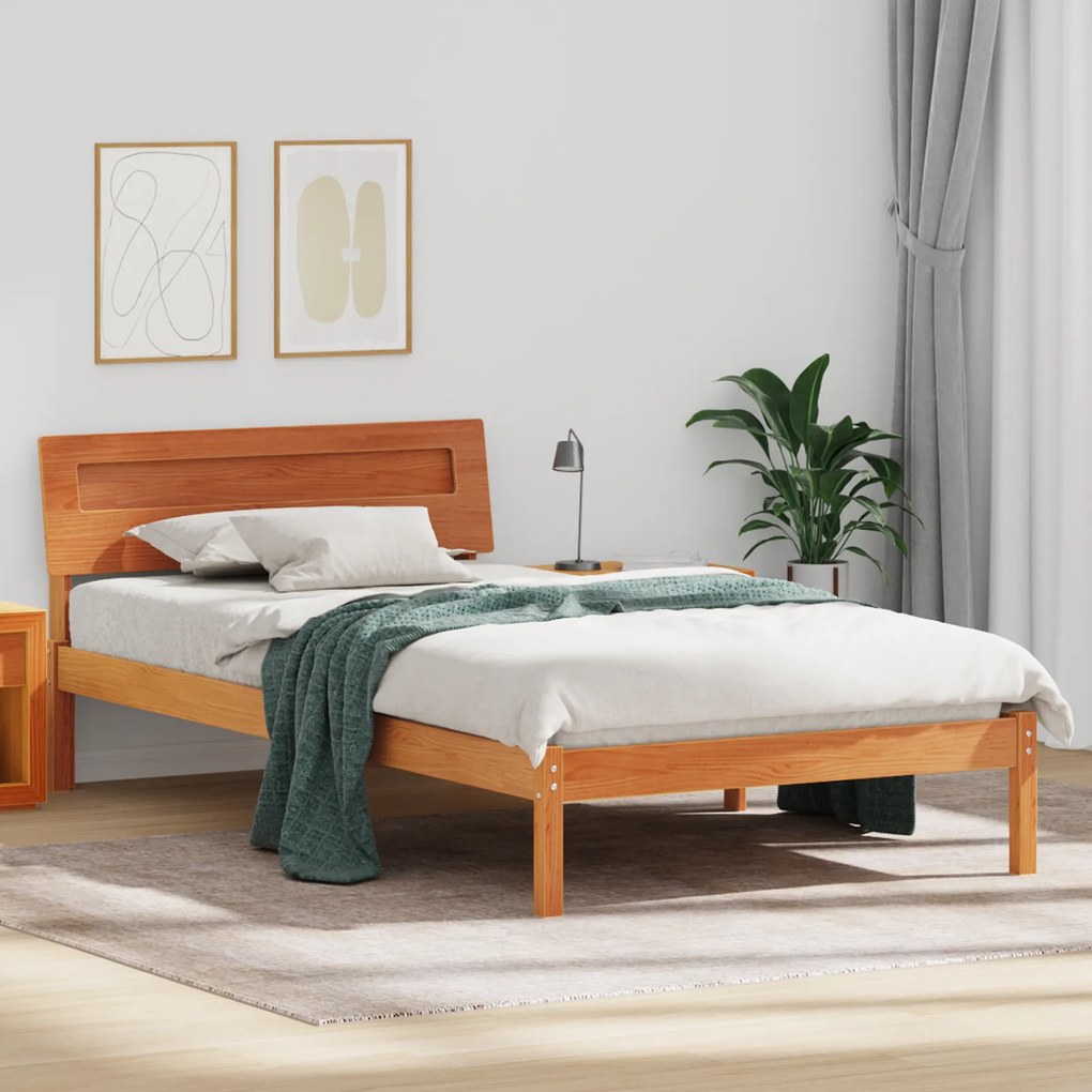 vidaXL Σκελετός Κρεβατιού Καφέ κεριού 75 x 190 cm Μασίφ ξύλο πεύκου