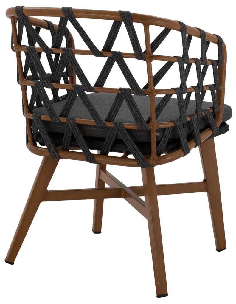 Καρέκλα - Πολυθρόνα RICKO C5782.11 Καφέ Αλουμινίου με Γκρί Κορδόνι 57x61x79 εκ. 57x61x79 εκ.