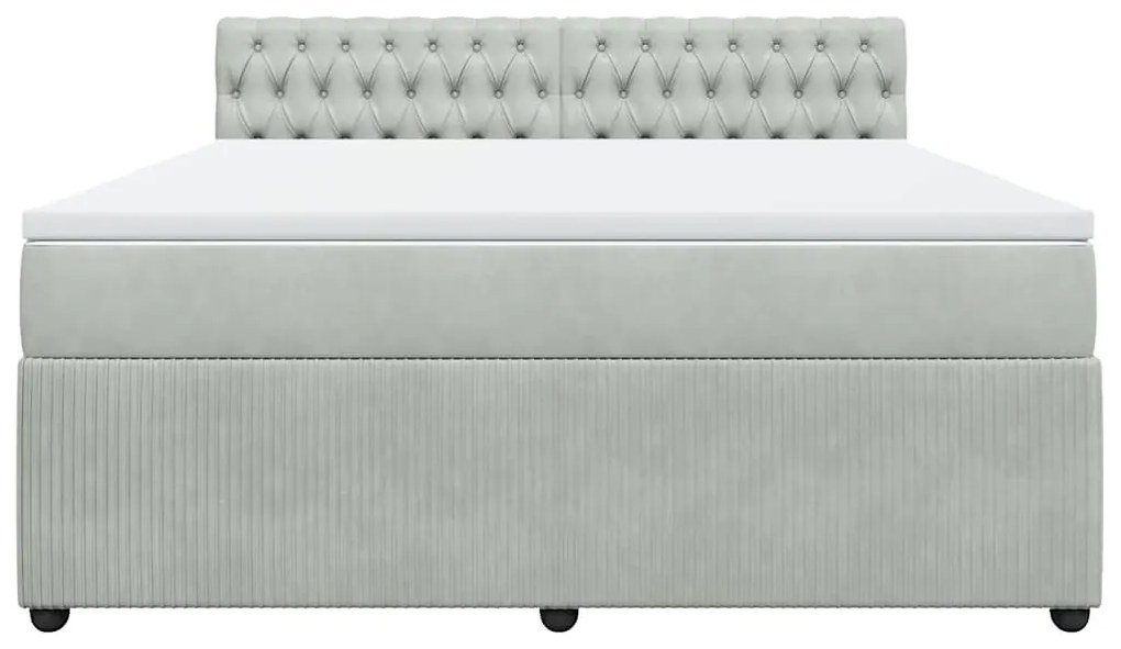 vidaXL Κρεβάτι Boxspring με Στρώμα Ανοιχτό Γκρι 180x200 εκ. Βελούδινο