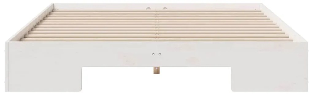 vidaXL Κρεβάτι δαπέδου Λευκό 160 x 200 cm Μασίφ ξύλο πεύκου