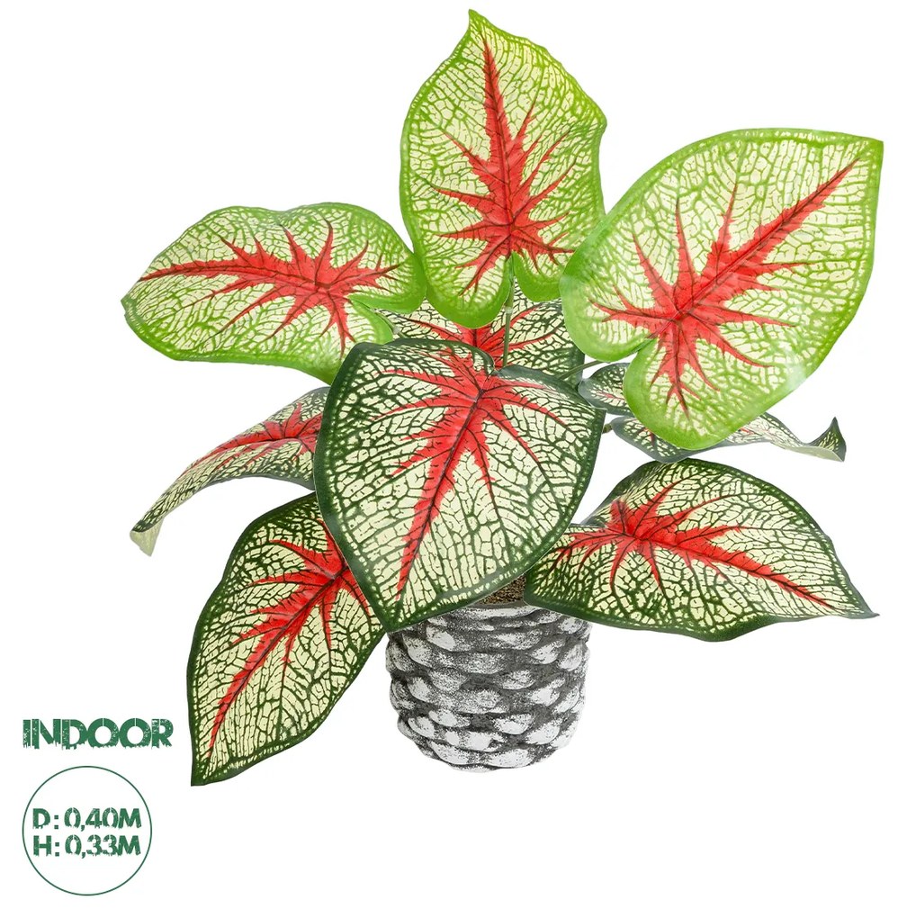 GloboStar® Artificial Garden CALADIUM 20891 Τεχνητό Διακοσμητικό Φυτό Τροπικό Φυτό Φ40 x Υ33cm