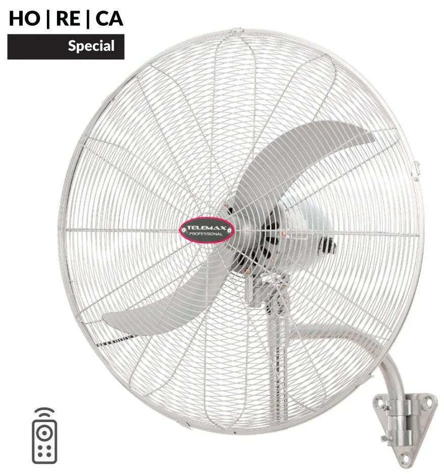 Telemax FW65 HORECA SPECIAL Ανεμιστήρας Επιτοίχιος με Τηλεχειριστήριο SILVER (66cm)